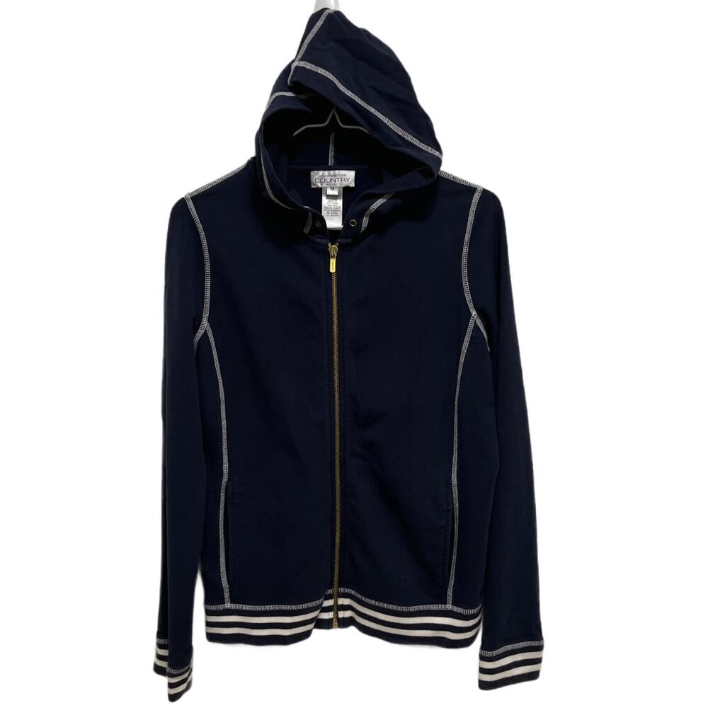 0478 Jones New York Country Full Zip Velour Hooded Jacket